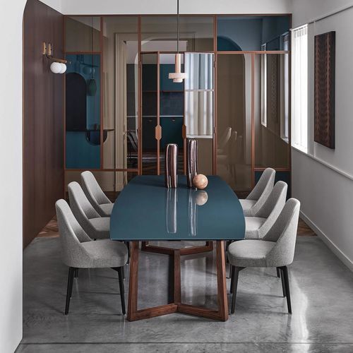 Table à manger moderne - GIPSY - FLEXFORM - en thermoplastique / en bois massif / en noyer