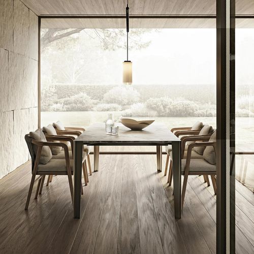 Table à manger contemporaine - ISEO - FLEXFORM - en métal / en noyer / en frêne
