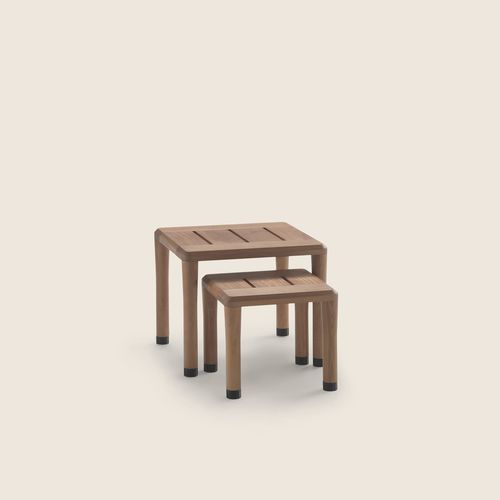 Table basse contemporaine - KOBO OUTDOOR - FLEXFORM - en iroko / avec piètement en iroko / rectangulaire