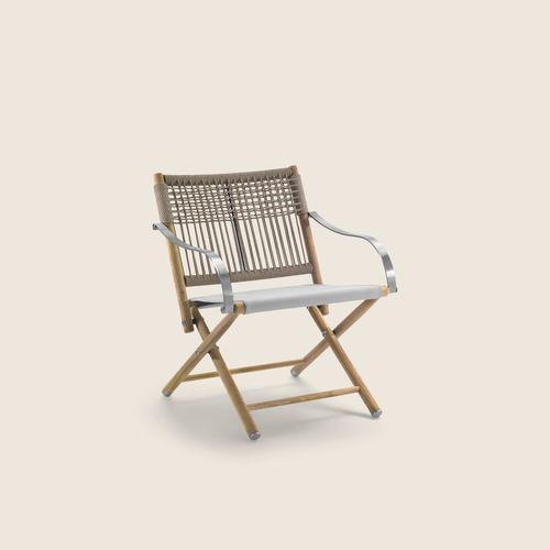 Fauteuil contemporain - LAUREN - FLEXFORM - en toile / en acier inoxydable / en iroko