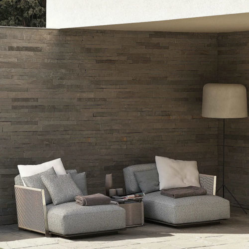 Méridienne moderne - VULCANO - FLEXFORM - en tissu / en contreplaqué / avec piètement en bois