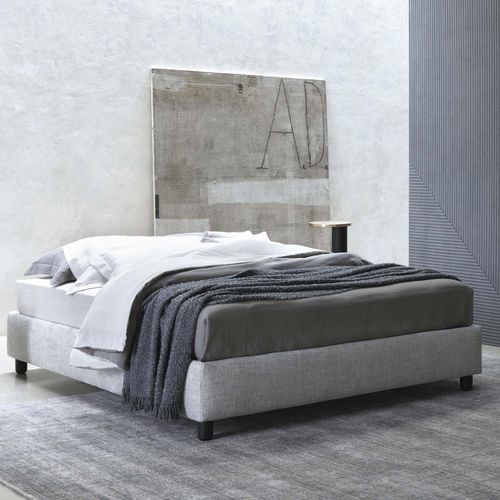 Lit contemporain - SOMMIER - Flou - double / tapissé / avec base de rangement