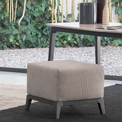 Pouf contemporain - OLIVIER - Flou - en tissu / en cuir / en acier