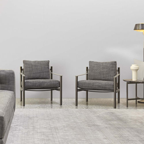 Fauteuil contemporain - IKO - Flou - en tissu / en cuir / en acier