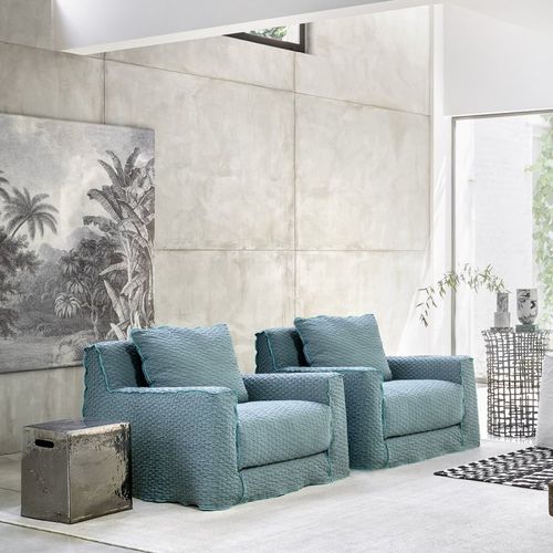 Fauteuil contemporain - LOLL - GERVASONI - en mousse de polyuréthane / en tissu / en bois massif