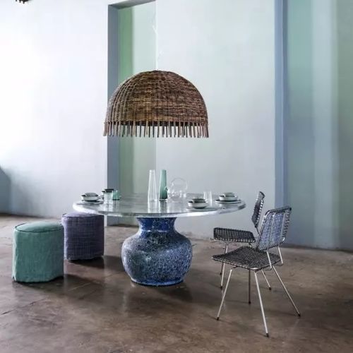 Table à manger contemporaine - MOON - GERVASONI - en fonte d'aluminium / en marbre / avec piètement en céramique