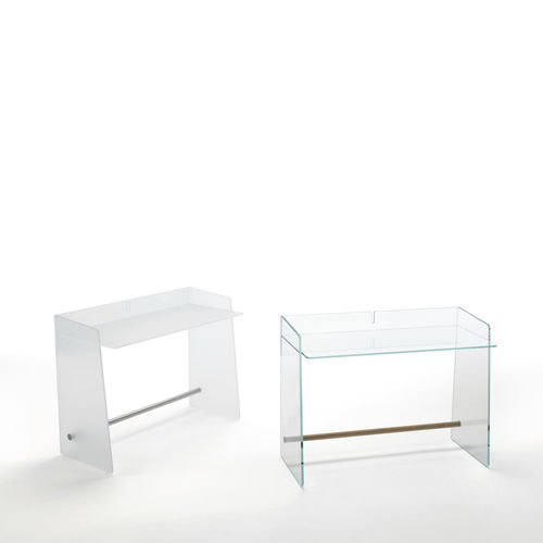 Bureau contemporain - PIRANDELLO - GLAS ITALIA - en frêne / en verre / piétement en panneaux