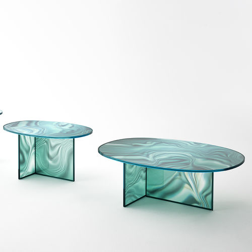 Table basse contemporaine - LIQUEFY  - GLAS ITALIA - en cristal / rectangulaire / ronde