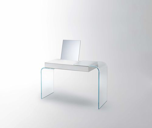 Bureau contemporain - STRATA - GLAS ITALIA - en verre / piétement en panneaux / contract