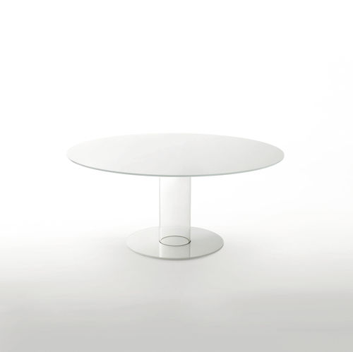 Table à manger contemporaine - HUB  - GLAS ITALIA - en verre laqué / ronde / professionnelle