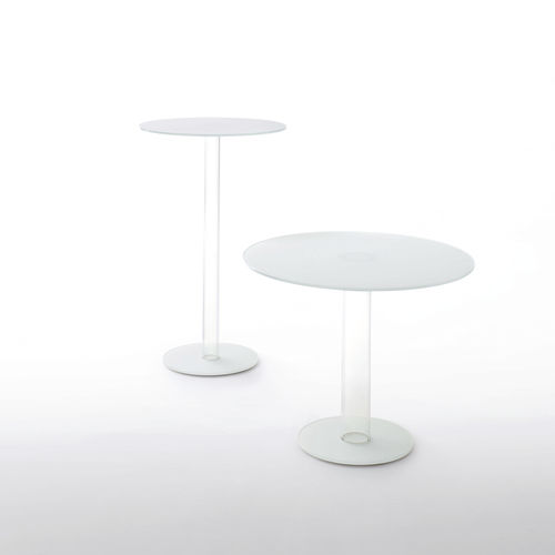 Table bistrot contemporaine - HUB  - GLAS ITALIA - en verre trempé / en verre laqué / ronde