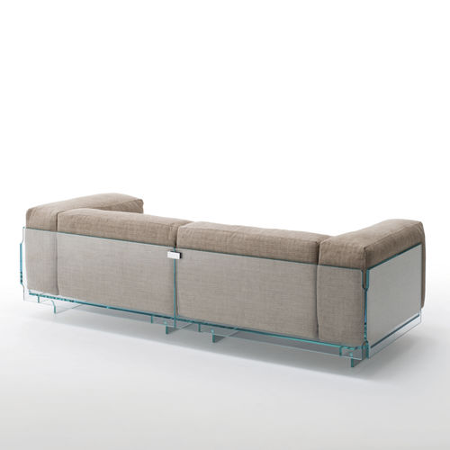 Canapé contemporain - CRYSTAL LOUNGE  - GLAS ITALIA - en tissu / blanc / avec piètement en verre