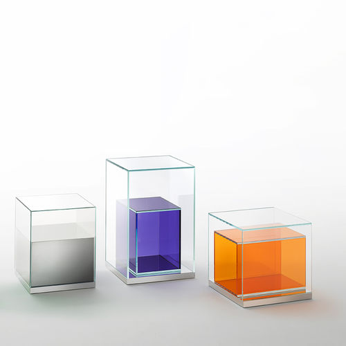 Table d'appoint contemporaine - BOXINBOX - GLAS ITALIA - en verre / en acier inoxydable poli / carrée