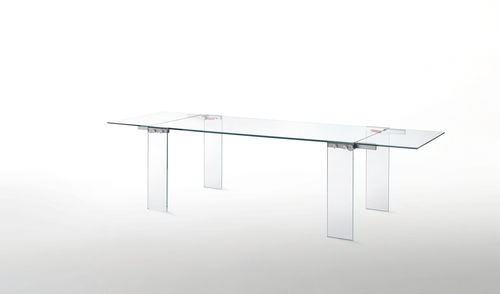 Table contemporaine - NAKED  - GLAS ITALIA - en verre / rectangulaire / à rallonge