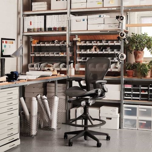 Tabouret de travail contemporain - AERON - Herman Miller - en tissu / en résine tressée / en mousse
