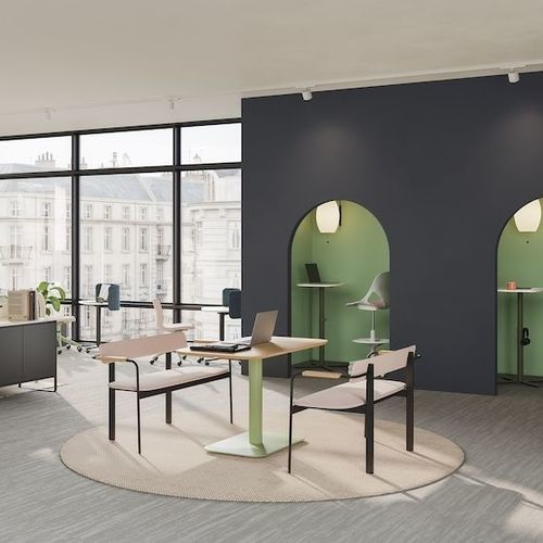 Banc design minimaliste - BETWIXT  - Herman Miller - en bois / en tissu / en acier