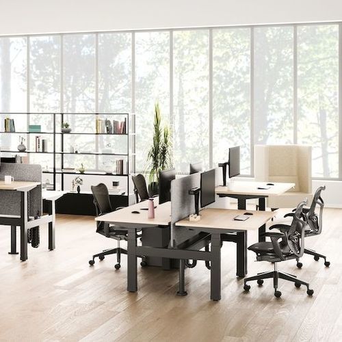 Bureau pour open space - NEVI LINK - Herman Miller - sur pied / de 2 à 4 personnes / pour 2 personnes