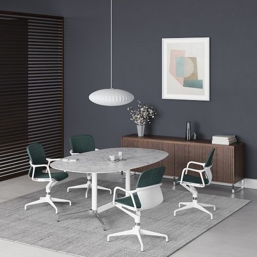 Table de conférence contemporaine - CIVIC  - Herman Miller - en stratifié / en marbre / avec piètement en métal