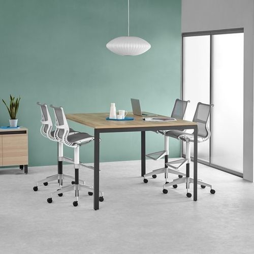 Tabouret contemporain - SETU - Herman Miller - en cuir / en tissu / avec piètement en métal