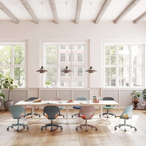 Chaise contemporaine - ZEPH - Herman Miller - d'intérieur / en tissu / avec piètement en métal