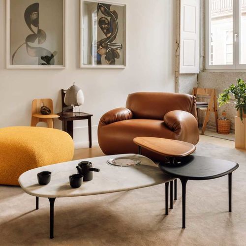 Table gigogne contemporaine - CYCLADE - Herman Miller - en noyer / en chêne / en verre
