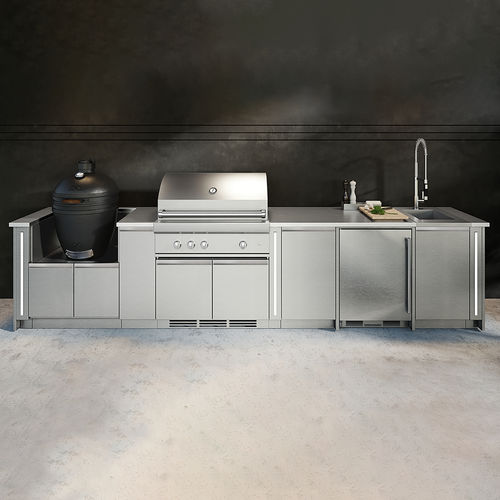 Cuisine contemporaine - DISTINCTION DIS-LIN-I11A - JULIEN - en acier inoxydable / avec îlot / modulaire