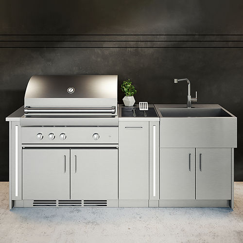 Cuisine contemporaine - DISTINCTION DIS-PUR-I6A - JULIEN - en acier inoxydable / avec îlot / modulaire