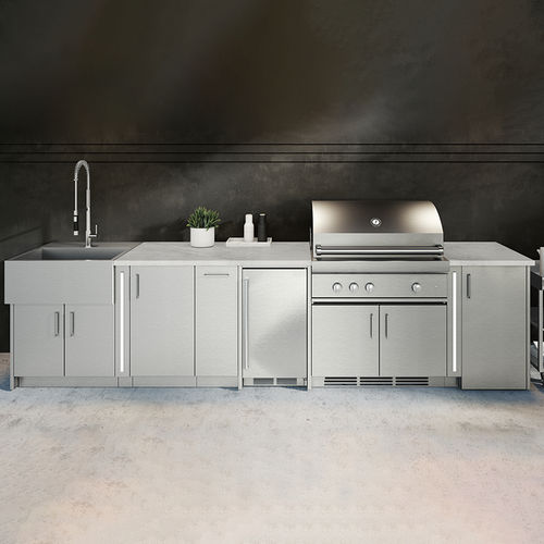 Cuisine contemporaine - DISTINCTION DIS-PUR-I9B - JULIEN - en acier inoxydable / avec îlot / modulaire