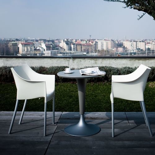 Table bistrot contemporaine - DR.NA - Kartell - en fonte d'aluminium / en polypropylène / avec piètement en métal