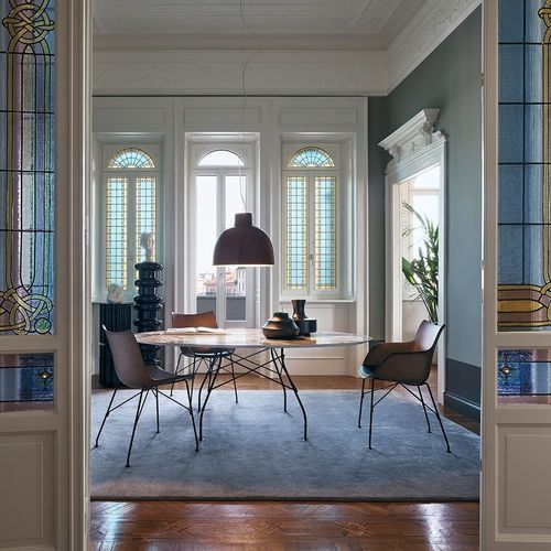 Table contemporaine - GLOSSY - Kartell - en MDF laqué / en verre / en marbre