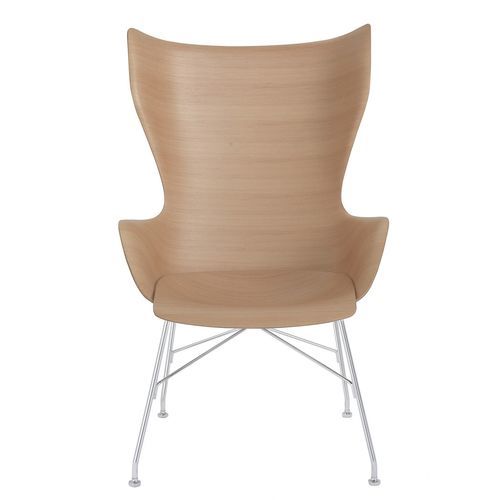 Fauteuil contemporain - K/WOOD - Kartell - en cuir / en frêne / en hêtre