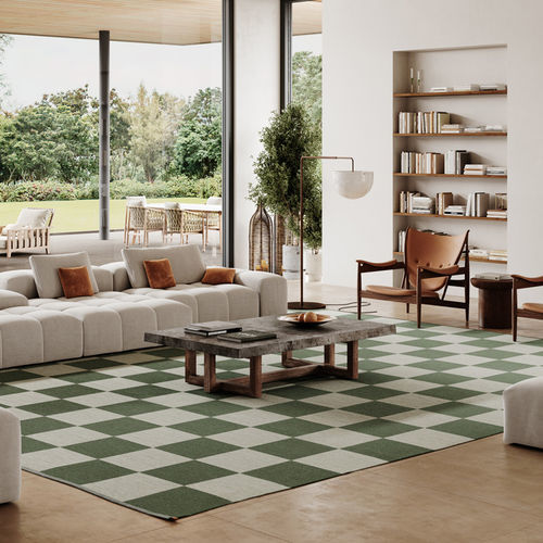 Tapis contemporain - CHECKERBOARD ICON - KASTHALL - à carreaux / en laine / en lin