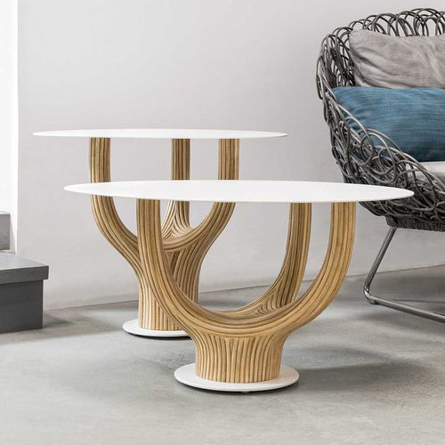 Table basse contemporaine - ACACIA - Kenneth Cobonpue - en rotin / en acier / ovale