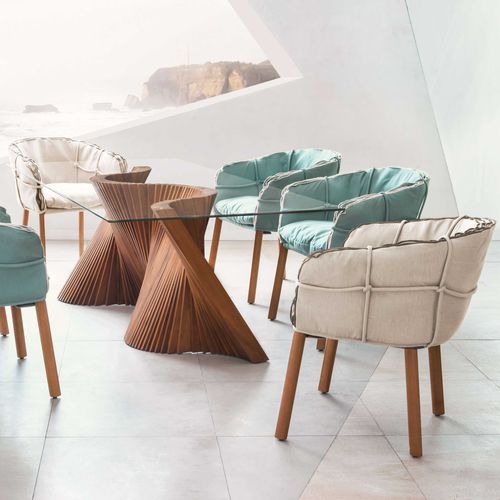 Chaise contemporaine - PARCHMENT - Kenneth Cobonpue - d'intérieur / en tissu / avec piètement en érable