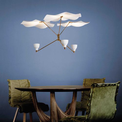 Lustre contemporain - FOGLIA : CALLA - Kenneth Cobonpue - en laiton / en polymère