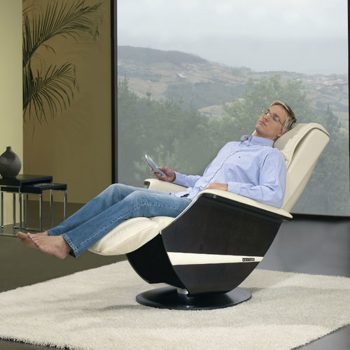 Fauteuil de massage en cuir - Vintage - KEYTON - avec repose-pieds