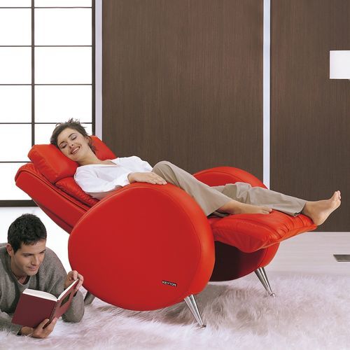 Fauteuil de massage en cuir - Retro - KEYTON - avec repose-pieds