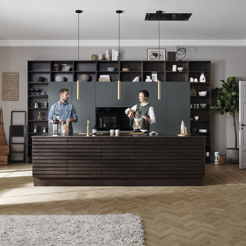 Cuisine en Fenix NTM® - BASE - HTH Køkkener - contemporaine / en bois massif / en acier inoxydable