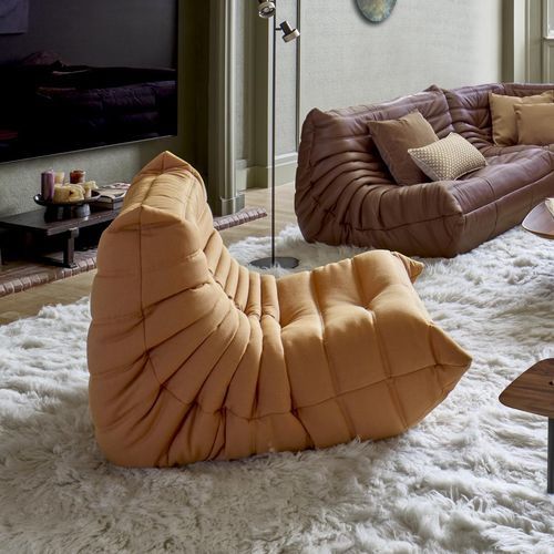 Chauffeuse design - TOGO - Ligne Roset - en tissu / en cuir / en mousse de polyuréthane