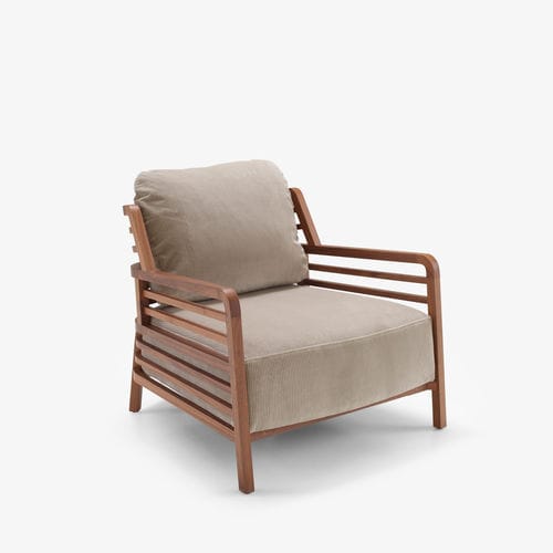 Fauteuil contemporain - FLAX - Ligne Roset - en cuir / en mousse de polyuréthane / en tissu