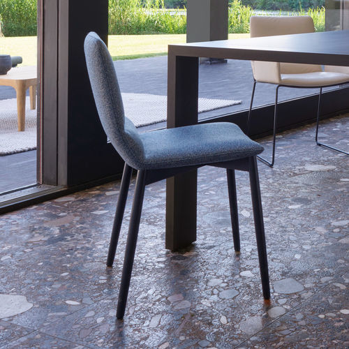 Chaise de salle à manger contemporaine - BENDCHAIR - Ligne Roset - d'intérieur / en cuir / en tissu