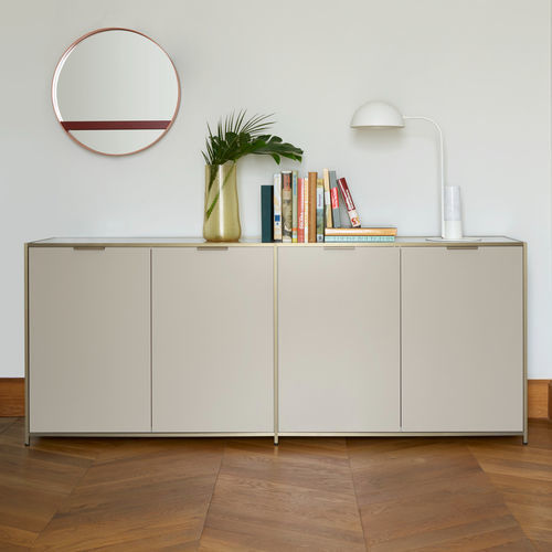 Buffet contemporain - DITA - Ligne Roset - en aluminium anodisé / en bois laqué / avec étagère