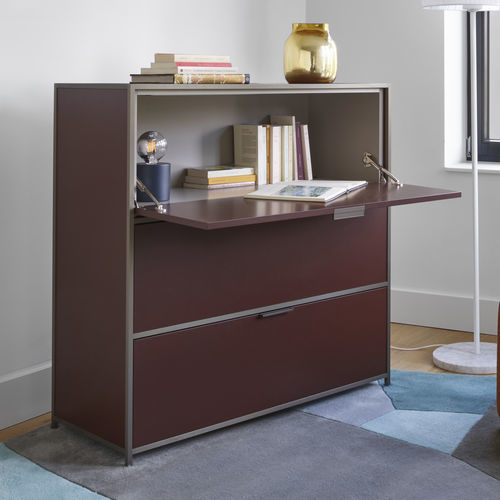 Meuble secrétaire contemporain - DITA - Ligne Roset - en aluminium / en bois laqué / avec rangement intégré