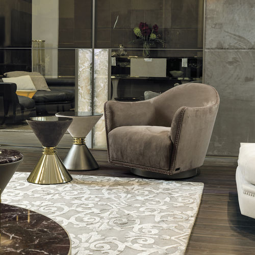 Fauteuil classique - VIVIENNE  - LONGHI S.p.a. - en tissu / en cuir / en contreplaqué