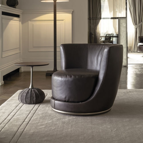 Fauteuil contemporain - LAURENT  - LONGHI S.p.a. - en tissu / en cuir / en bois