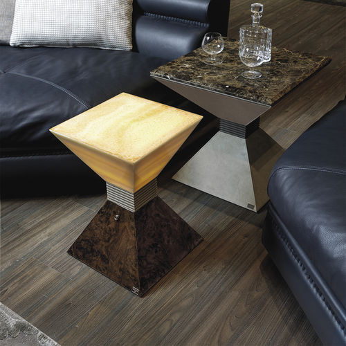 Table d'appoint contemporaine - ANDY  - LONGHI S.p.a. - en bois laqué brillant / en métal / en marbre