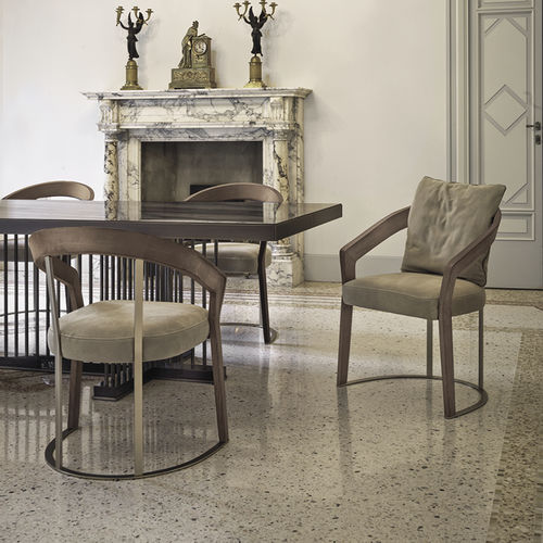 Chaise contemporaine - FRANCES  - LONGHI S.p.a. - d'intérieur / en tissu / en cuir