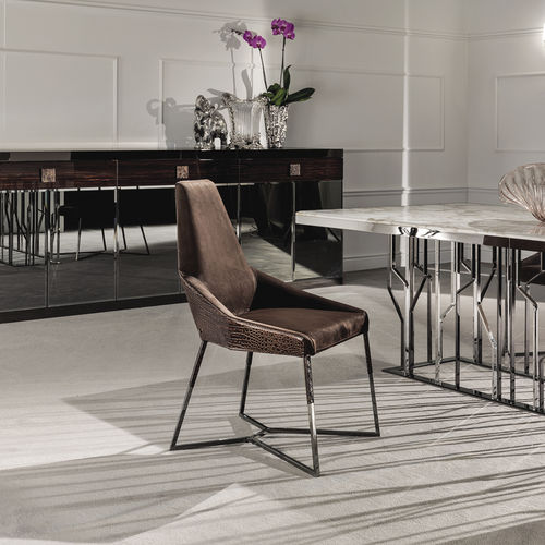 Chaise contemporaine - MIU  - LONGHI S.p.a. - d'intérieur / en tissu / en cuir