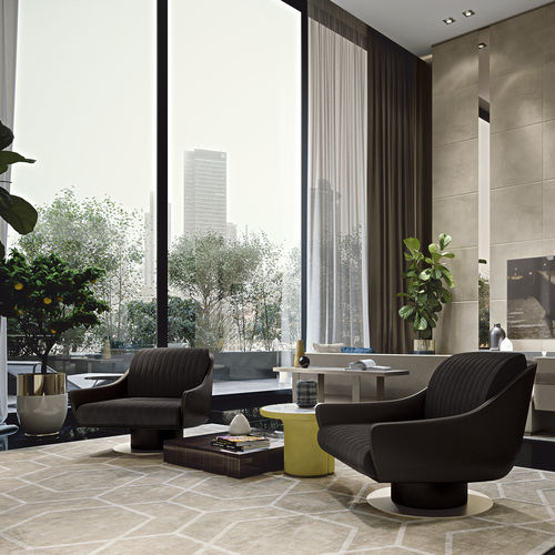 Fauteuil contemporain - SOL  - LONGHI S.p.a. - en tissu / en cuir / en métal