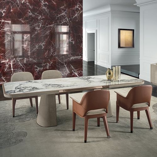 Chaise de salle à manger contemporaine - HARMONY  - LONGHI S.p.a. - d'intérieur / en cuir / avec piètement en bois